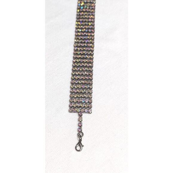 Vtge Aurora Crystal Choker 6 rows Flashed All Kinds Of Color.Kneck Size 15" - Picture 8 of 16